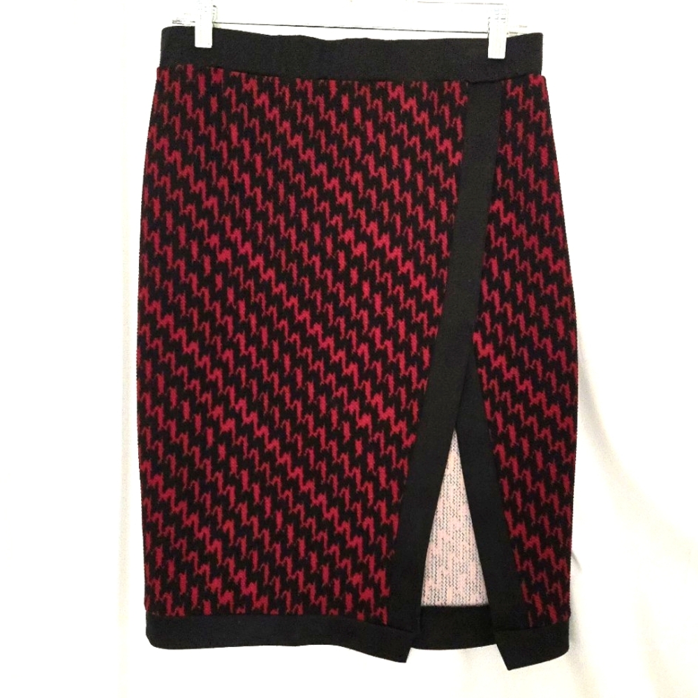(Lily White) Geometric Midi Pencil Skirt with Side Slit
